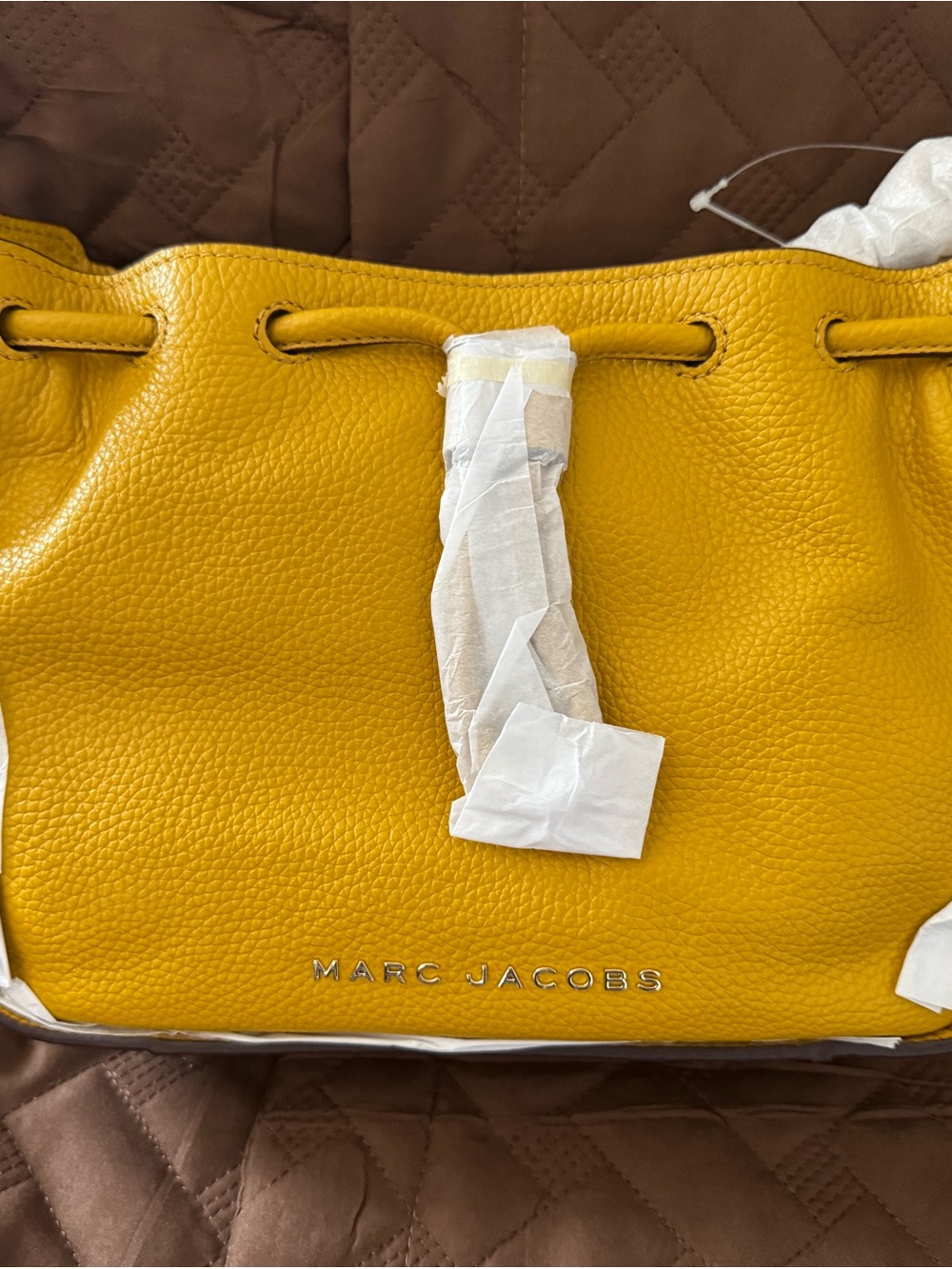 Marc Jacobs Yellow Pebbled Leather Drawstring Bucket Purse
